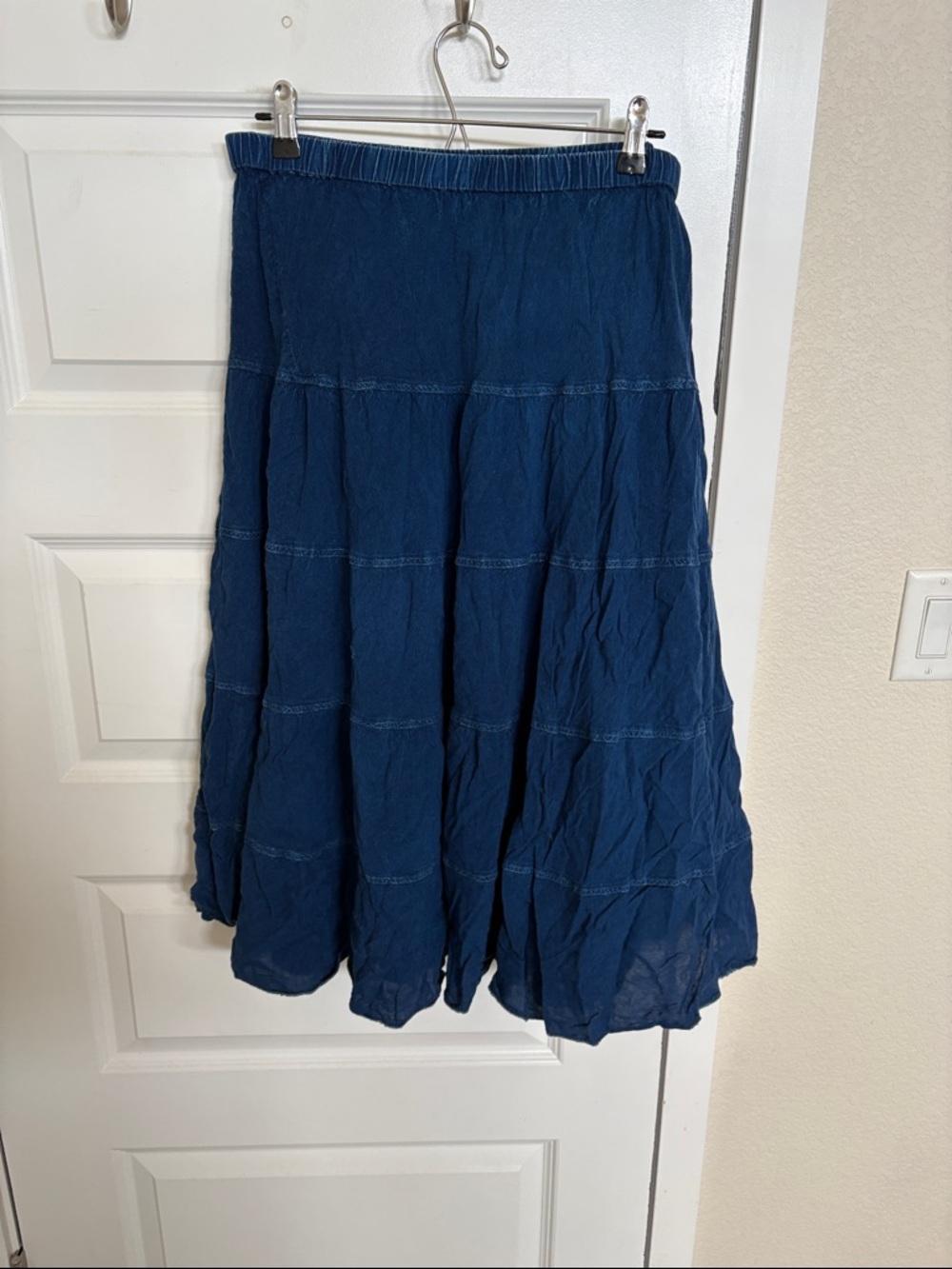Studio West Navy Tiered Skirt - Flowy Midi Skirt